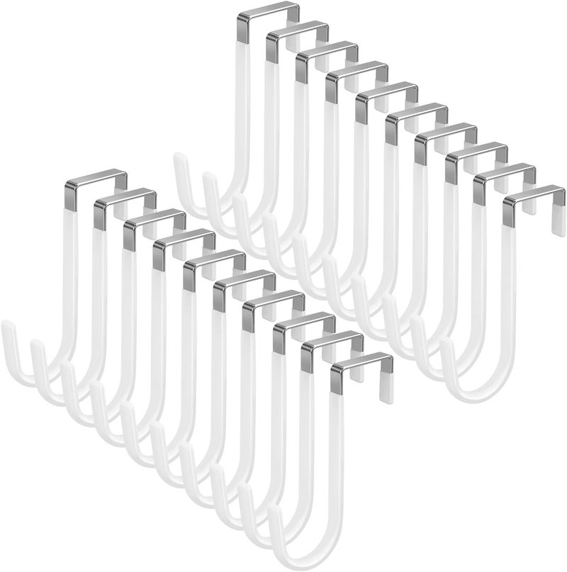 DkOvn 20 Pack Over The Door Hook, Door Hooks, White Rubber Surface Prevent Scratch Door Hanger Hooks for Bathroom, Living Room, Kitchen, Hanging Clothes, Towels, Bags - Image 1